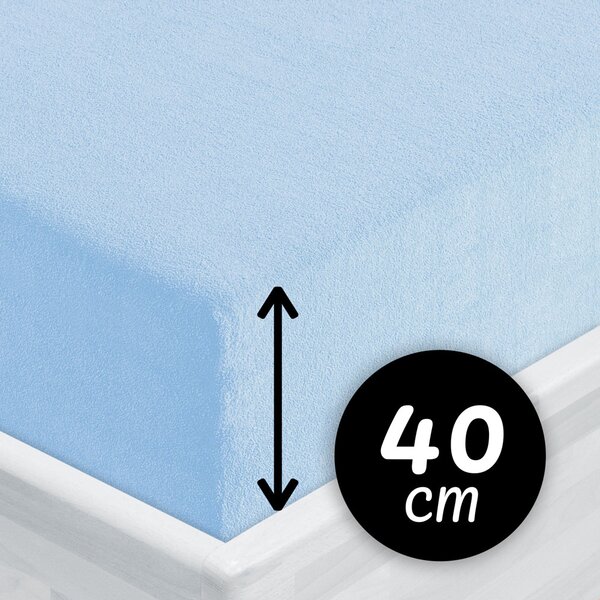 Froté napínací prostěradlo na extra vysokou matraci FR-014 Nebesky modré 80 x 200 - výška 40 cm