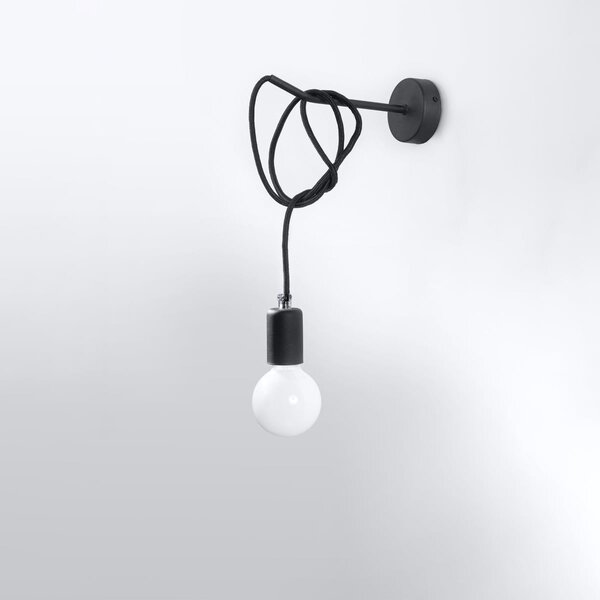 Nástěnné svítidlo Edison, černé tělo svítidla