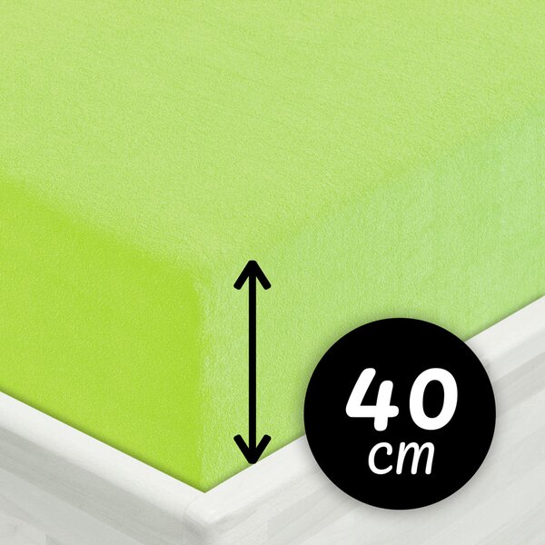 Froté napínací prostěradlo na extra vysokou matraci FR-019 Zářivě zelené 80 x 200 - výška 40 cm