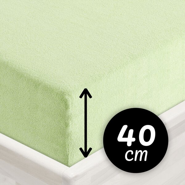 Froté napínací prostěradlo na extra vysokou matraci FR-018 Pastelově zelené 80 x 200 - výška 40 cm