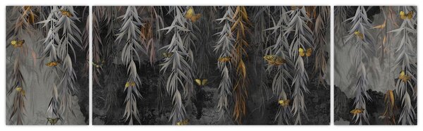 Obraz - Vrbové větvičky v černém pozadí (170x50 cm)