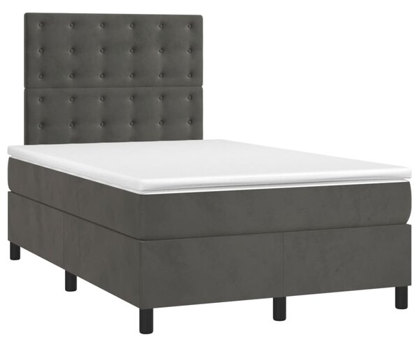 Box spring postel s matrací a LED tmavě šedá 120x200 cm samet 3136354