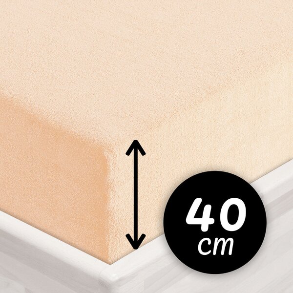 Froté napínací prostěradlo na extra vysokou matraci FR-021 Pudrové 80 x 200 - výška 40 cm