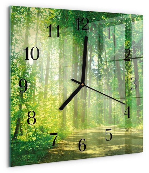 Skleněné hodiny na stěnu Lesní příroda zskc-30x30-00176933
