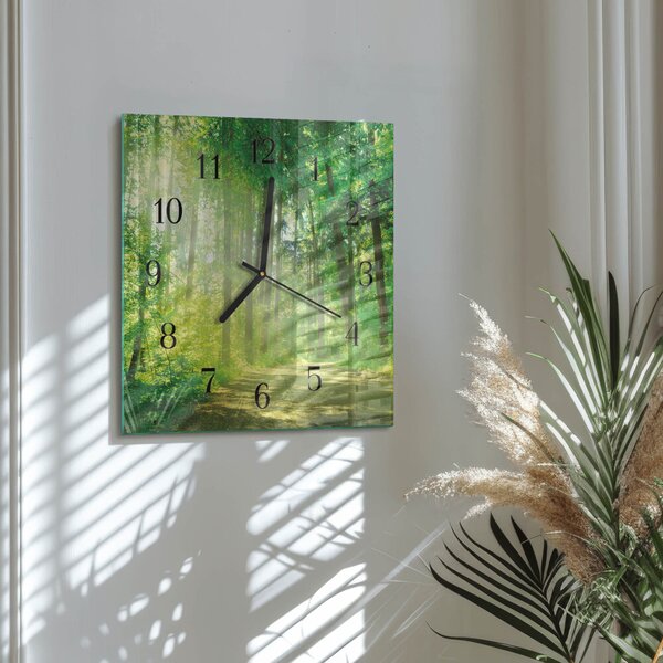 Skleněné hodiny na stěnu Lesní příroda zskc-30x30-00176933