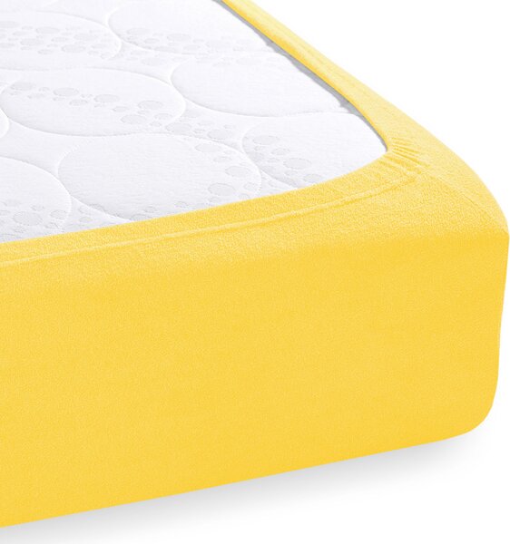 Dětské froté napínací prostěradlo do postýlky FR-003 Žluté 60 x 120 x 10 cm - do postýlky