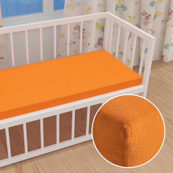 Dětské froté napínací prostěradlo do postýlky FR-006 Oranžové 60 x 120 x 10 cm - do postýlky