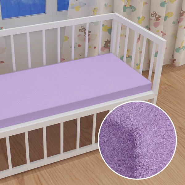 Dětské froté napínací prostěradlo do postýlky FR-012 Levandulové 60 x 120 x 10 cm - do postýlky