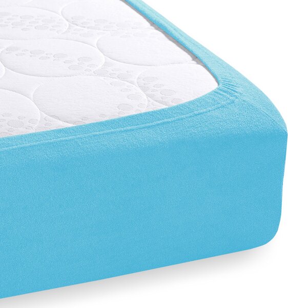 Dětské froté napínací prostěradlo do postýlky FR-017 Azurově modré 60 x 120 x 10 cm - do postýlky