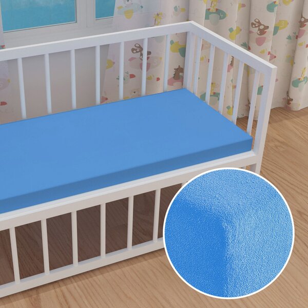 Dětské froté napínací prostěradlo do postýlky FR-015 Světle modré 60 x 120 x 10 cm - do postýlky