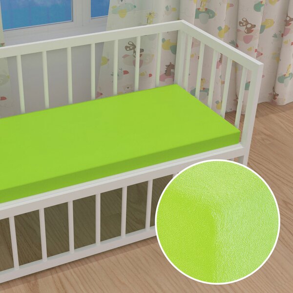 Dětské froté napínací prostěradlo do postýlky FR-019 Zářivě zelené 60 x 120 x 10 cm - do postýlky