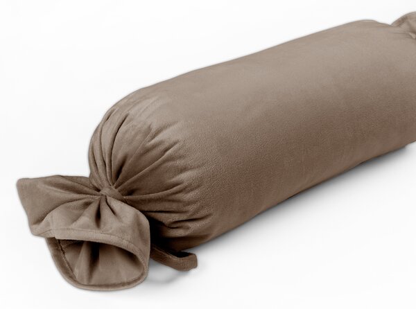 Biante Sametový polštář válec bonbon Velvet Premium SVP-005 Světle hnědý 15x40 cm