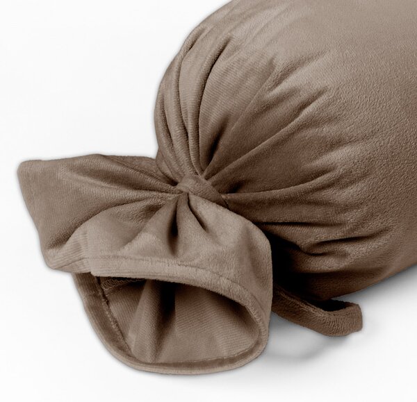 Biante Sametový polštář válec bonbon Velvet Premium SVP-005 Světle hnědý 15x40 cm