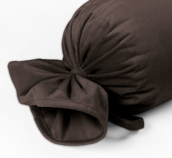 Biante Sametový polštář válec bonbon Velvet Premium SVP-016 Tmavě hnědý 15x40 cm