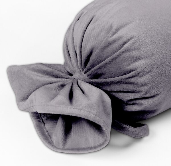 Biante Sametový polštář válec bonbon Velvet Premium SVP-013 Šedý 15x40 cm