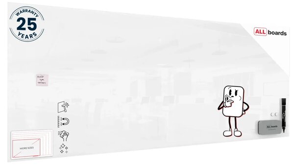 Sklenená magnetická tabuľa 300×120 cm PREMIUM SUPERWHITE , TSO300X120