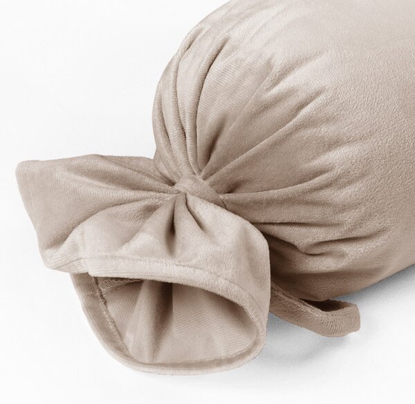 Biante Sametový polštář válec bonbon Velvet Premium SVP-020 Béžový 15x40 cm