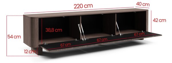 Závěsný TV stolek Trenza 220 cm - Ořech