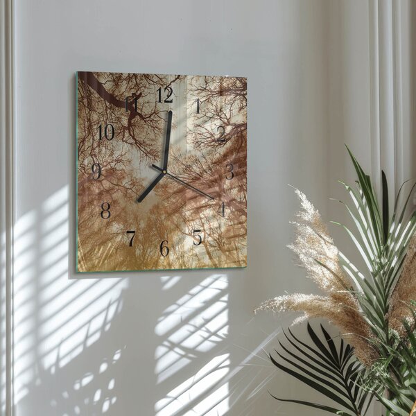 Skleněné hodiny na stěnu Koruny stromů zskc-30x30-00181587