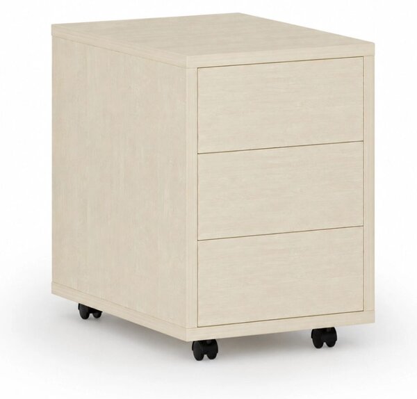 Kancelářský mobilní kontejner PRIMO WOOD, PUSH-lock, 3 zásuvky, bříza