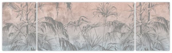 Obraz - Tropické rostliny na zdi (170x50 cm)