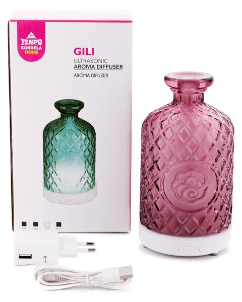 KONDELA Ultrazvukový aroma difuzér, růžový, GILI