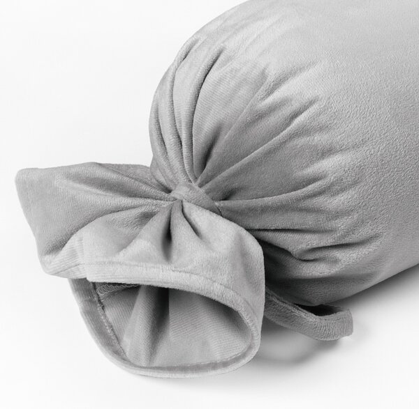 Biante Sametový polštář válec bonbon Velvet Premium SVP-027 Světle šedý 15x40 cm