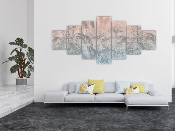 Obraz - Tropické rostliny na zdi (210x100 cm)