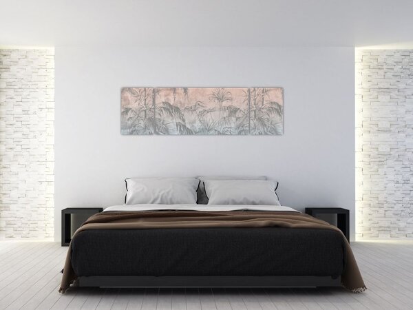 Obraz - Tropické rostliny na zdi (170x50 cm)