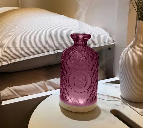 KONDELA Ultrazvukový aroma difuzér, růžový, GILI