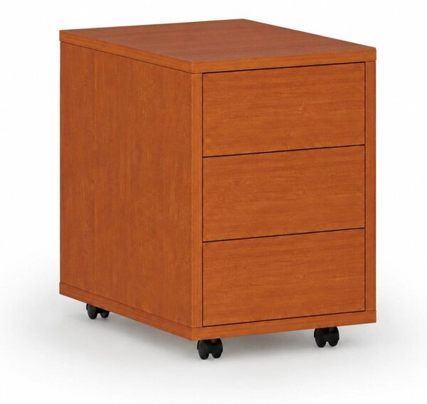 Kancelářský mobilní kontejner PRIMO WOOD, PUSH-lock, 3 zásuvky, třešeň