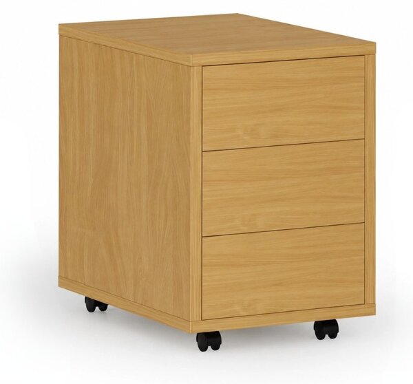 Kancelářský mobilní kontejner PRIMO WOOD, PUSH-lock, 3 zásuvky, buk