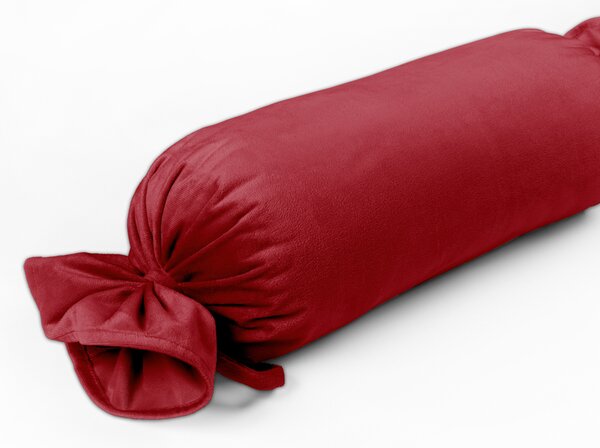 Biante Sametový polštář válec bonbon Velvet Premium SVP-038 Sytě červený 15x40 cm