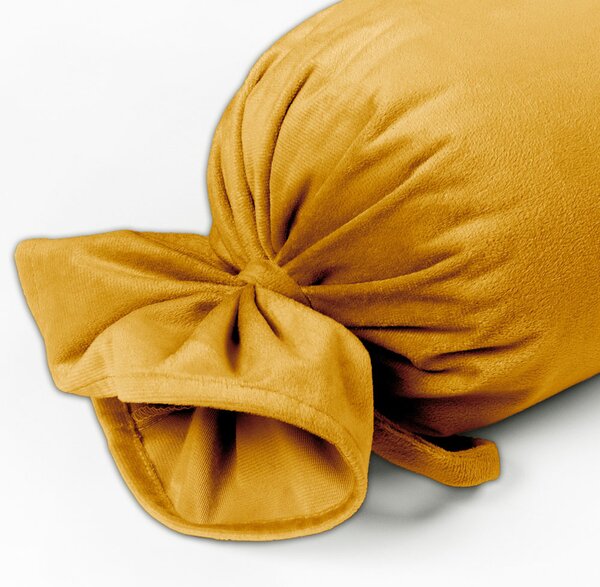 Biante Sametový polštář válec bonbon Velvet Premium SVP-037 Zlatavě oranžový 15x40 cm