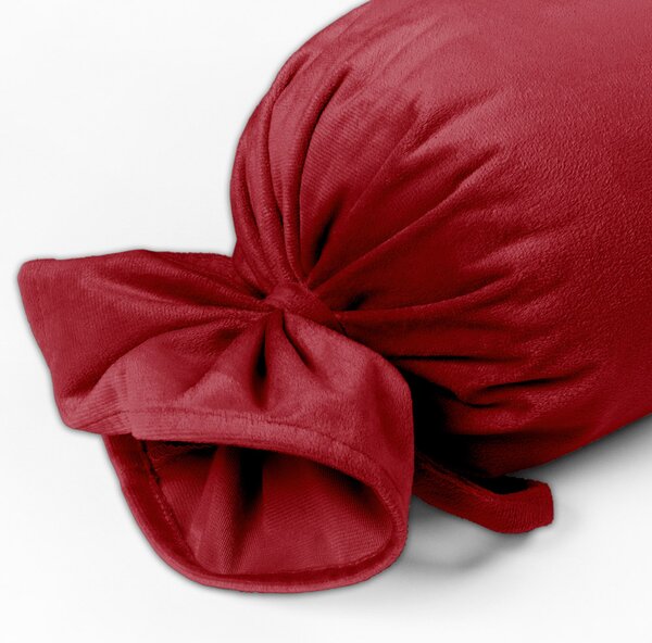 Biante Sametový polštář válec bonbon Velvet Premium SVP-038 Sytě červený 15x40 cm