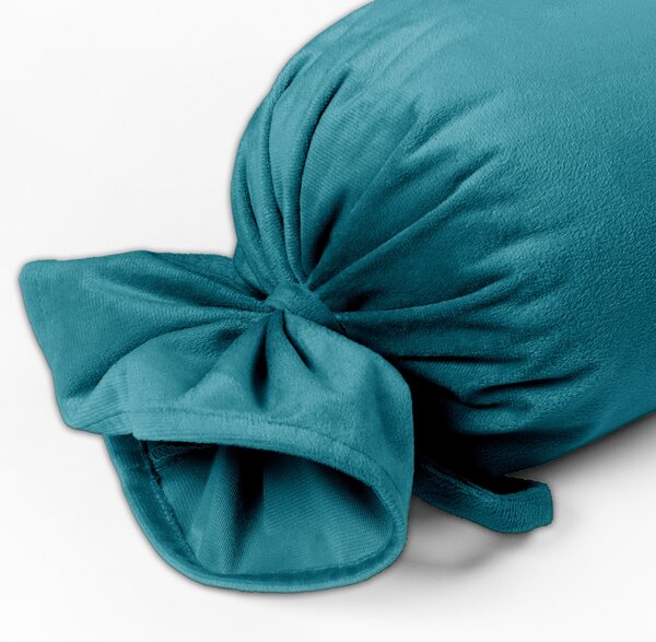 Biante Sametový polštář válec bonbon Velvet Premium SVP-035 Tyrkysově modrý 15x40 cm