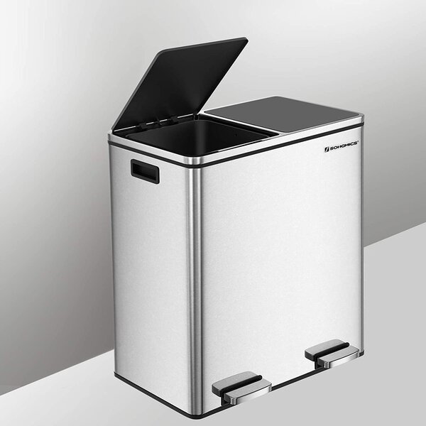 SONGMICS Odpadkový koš na tříděný odpad 2 x 30 L stříbrný