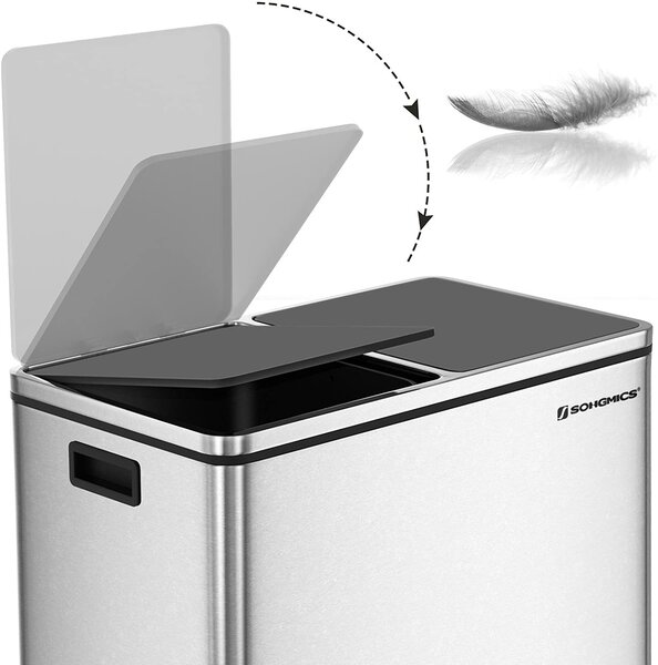 SONGMICS Odpadkový koš na tříděný odpad 2 x 30 L stříbrný