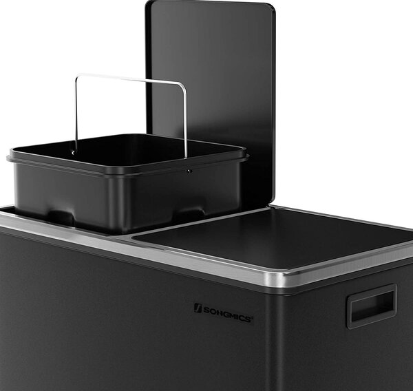 SONGMICS Odpadkový koš na tříděný odpad 2 x 30 L černý