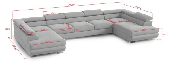 Rozkládací sedací souprava Sharon U XL - Kronos 06