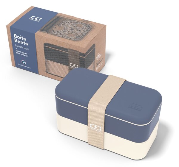 Svačinový box Monbento Original Blue/Natural 1 l
