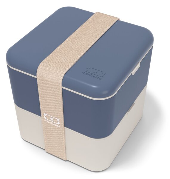 Svačinový box Monbento Square Blue/Natural 1,7 l
