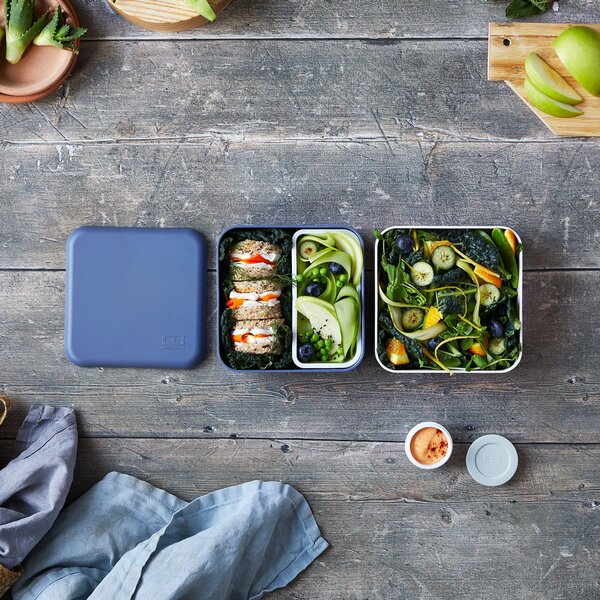 Svačinový box Monbento Square Blue/Natural 1,7 l
