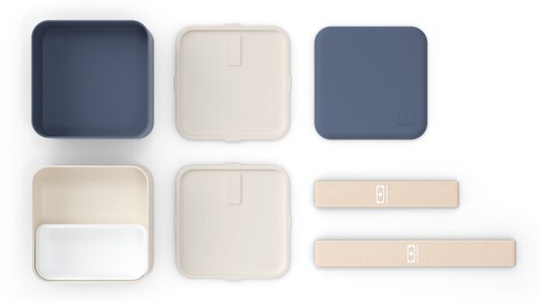 Svačinový box Monbento Square Blue/Natural 1,7 l