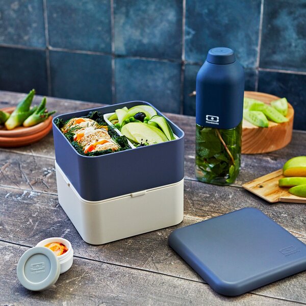 Svačinový box Monbento Square Blue/Natural 1,7 l