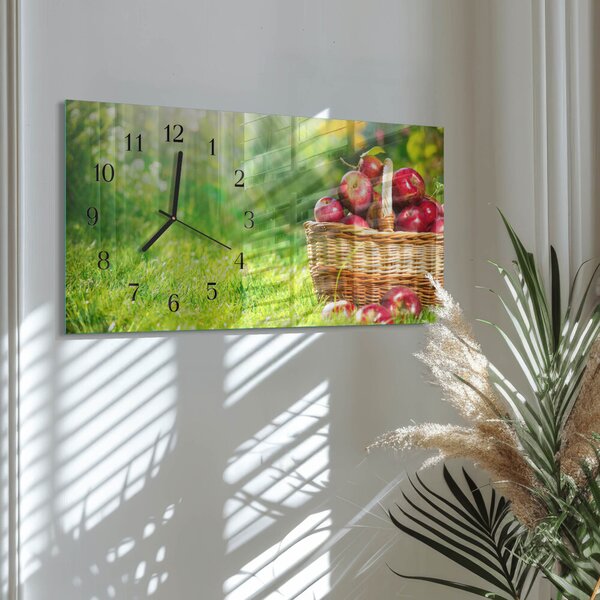 Skleněné hodiny horizontální Košík jablek zsppc-60x30-00295325