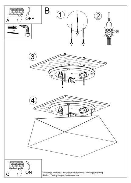 Stropní svítidlo Hexa, 1x šedé plastové stínítko, (bílý plast), (fi 45 cm)