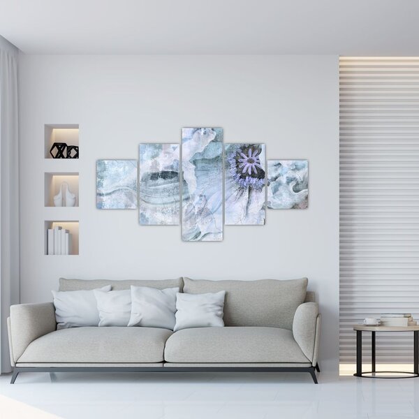 Obraz - Květinová freska na cihlové zdi (125x70 cm)