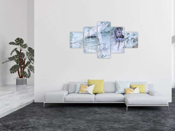 Obraz - Květinová freska na cihlové zdi (125x70 cm)