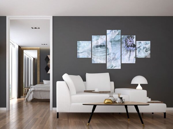 Obraz - Květinová freska na cihlové zdi (125x70 cm)
